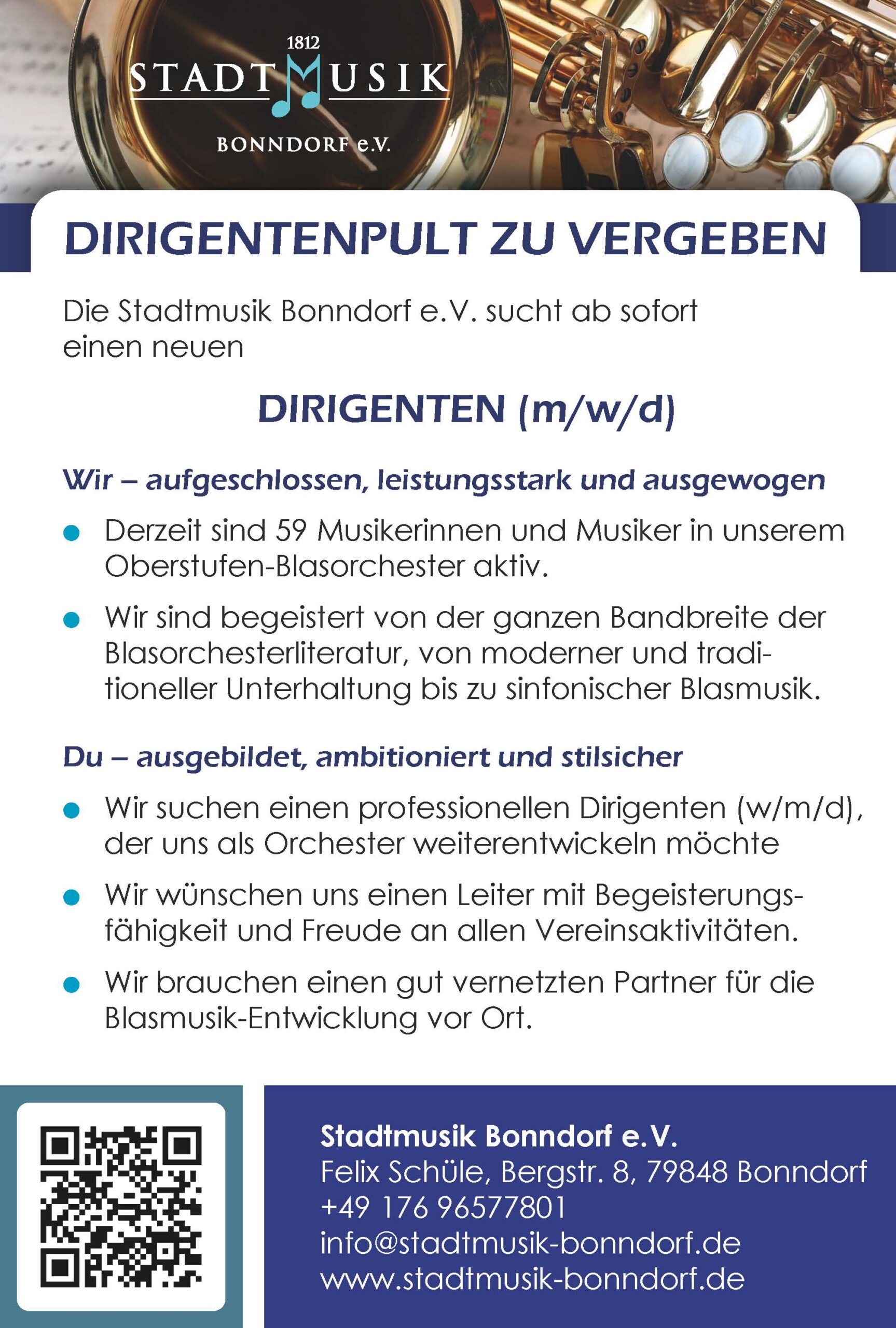 Stadtmusik Bonndorf Dirigentensuche BlasmusiX Kleinanzeigen scaled