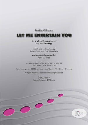 Let Me Entertain You, der Hit von Robbie Williams für Blasorchester arrangiert von Peter Riese